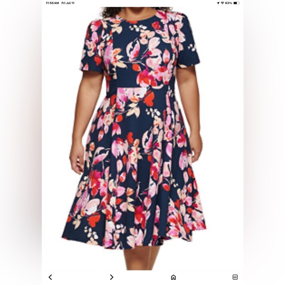 Calvin Klein Plus size Floral A-Line Print Dress